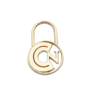 Quan zhou embossed black brand logo custom 3d metal ring zip puller for handbags