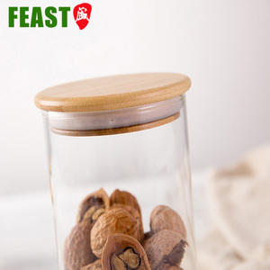 Recipiente de almacenamiento de alimentos frescos, tarro de cristal de <span class=keywords><strong>café</strong></span> con miel con tapa de bambú, venta al por mayor - Product Image 5