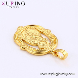 Perhiasan Xuping 33182, Liontin Agama Bulat Sederhana Berlapis Emas 24K