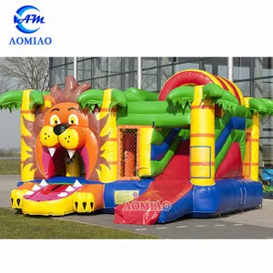 Beliebtes neues Design Lustige kommerzielle Türsteher Jumper Lion aufblasbare Bounce House Bouncer Burgen mit Rutsche