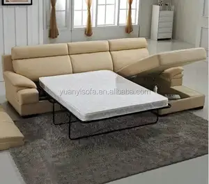 Tempat Tidur Sofa Kain Modern dengan Kasur Tidur, Tempat Tidur Sofa Sudut Fungsional YB3107