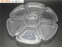 Plateau en plastique PET 16 "plastique 7 compartiments plateau à bonbons avec compartiments pour fête