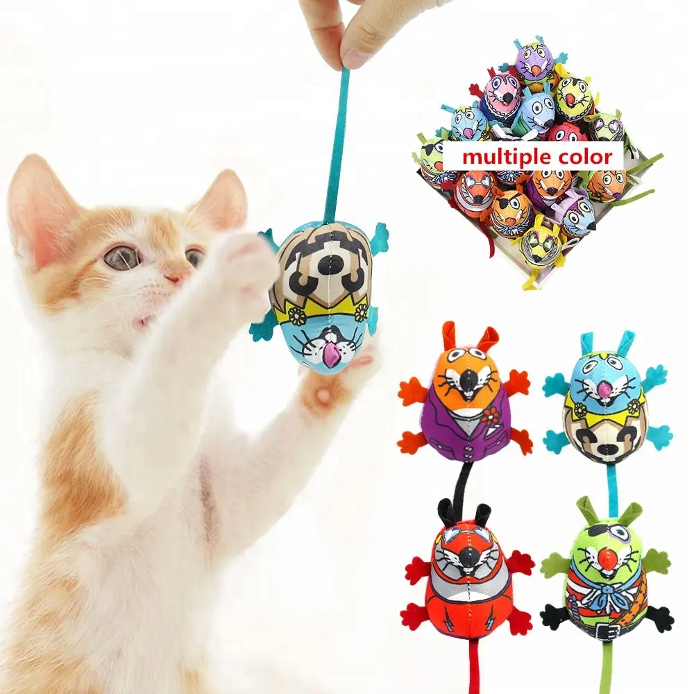 Produk Terlaris Mainan Tikus Kucing Mint Warna-warni dengan Bel Hewan Peliharaan Bersuara Catnip Mewah Mainan Kucing Tikus Bulu