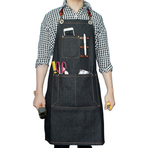 Tablier de travail en jean avec sangles en cuir réglables, outil utilitaire pour salon de coiffure, cadeau d'entreprise, nouveauté, vente chaude - Product Image 1