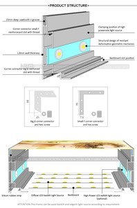 Nuevo diseño de silicona-borde marco de gráficos textiles tela retroiluminada LED cajas de luz marco de aluminio - Product Image 3