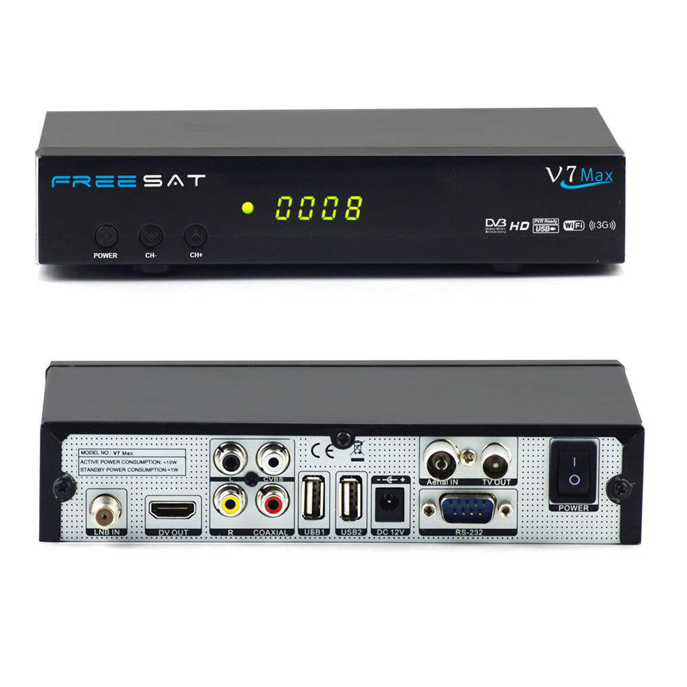 Freesat V7 max set top box dvb-s2 mpeg4 hd digital tv vía satélite receptor apoyo biss clave powervu youtube youporn sexo vídeo
