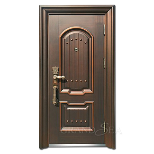De lujo de aluminio fundido de oro de seguridad exterior villa frente a la doble puerta de acero con marco negro - Product Image 3