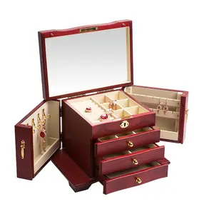 Luxury Jewellery Cabinet Big Storage Rings Necklace Jewelry Box Wood Large