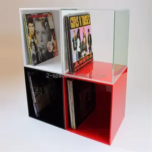 Clear Acrylic Magazine 5 Sided Display cubes perspex record storage box