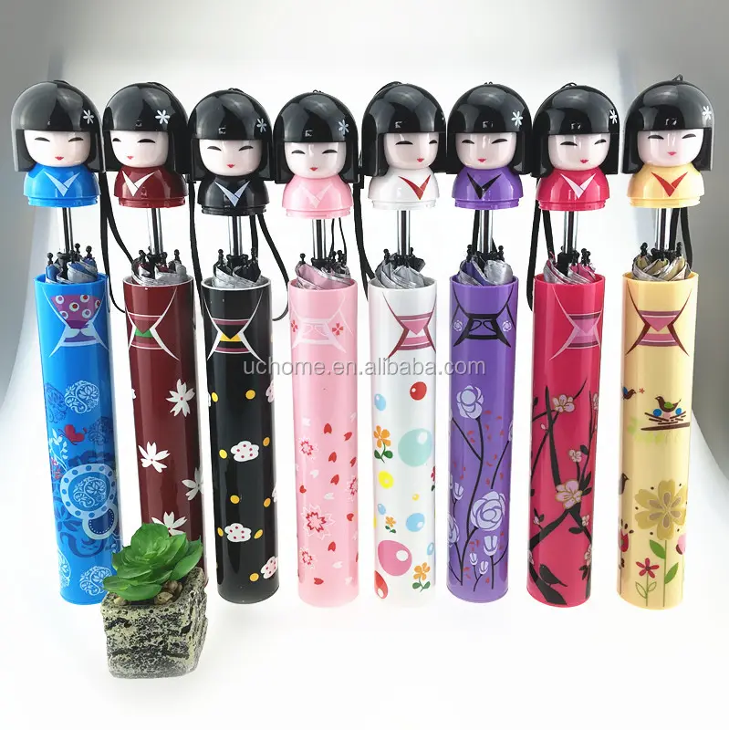 UCHOME Hot Novelty Japanese Girl Kimono Doll Style Parasol Folding Bottle Umbrella