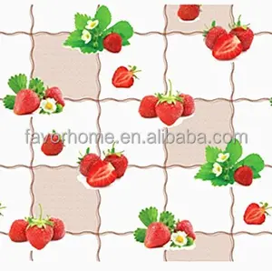 Eco-friendly strawberry design PVC table cloth with non woven
