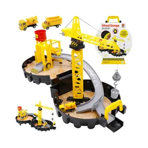 Wheel Track Station Mini Tower Crane Learning Education Zone Construction Site Car Parking Lot,diecast Toy 28*36*10.5 66*29.5*34