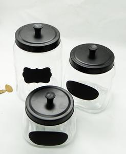 Đồ dùng gia đình Lọ Thủy Tinh Lưu Trữ với Nắp Màu Đen và Đen Bảng Đen Nhãn - Product Image 2