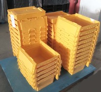Caisse de transport alimentaire UGET recyclable, écologique et durable, avec insert solide, boîte de manutention à couvercle rabattable incliné, en plastique épaissi et empilable