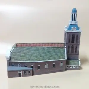 Souvenir Resin Dicat Kustom Miniatur Gereja Polyresin