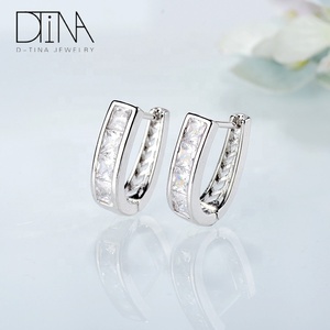 DTINA Modeschmuck Weißgold Kleine halbe Creolen für Frauen