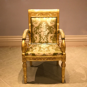 Poltrona in Legno Stile Barocco di Lusso per Soggiorno, Design Medusa in Velluto, Sedia Luigi XV Intagliata a Mano con Foglia d'<span class=keywords><strong>Oro</strong></span>, MOQ 1 Pezzo - Product Image 2