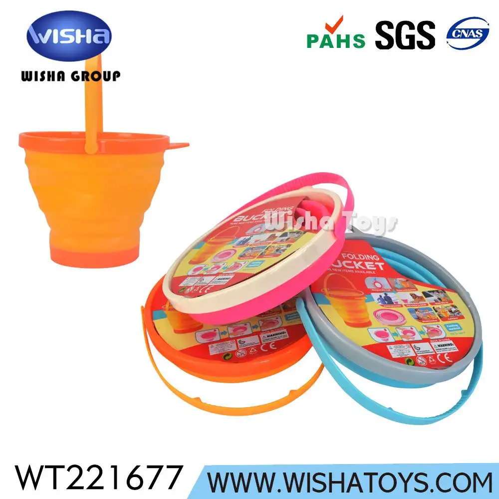 Novo produto promocional barato de plástico dobrável areia brinquedos balde para crianças