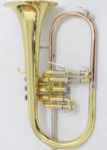 <span class=keywords><strong>Trombone</strong></span> de marche en Si bémol Focus FFG-200 Weifang, laqué or, en laiton léger avec pistons en acier inoxydable - Product Image 3
