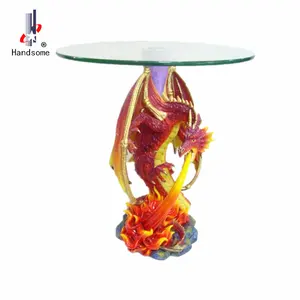 राल जीवन आकार ड्रेगन बॉल ग्लास कॉफी टेबल