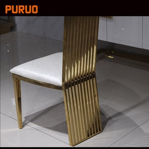 Luxury Restaurant <strong>Leather</strong> Gold Stainless Steel High Back <strong>Dining</strong> <strong>Chair</strong> Banquet <strong>Chair</strong> - Product Image 2