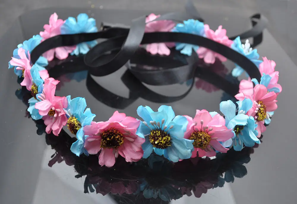 Rosa y azul de la flor LED parpadeante hairbands, luz led hairband, decoración del festival