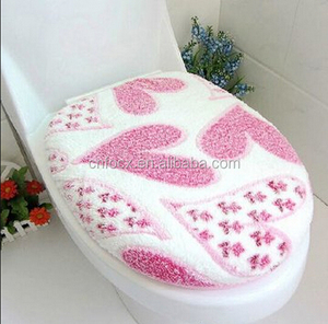 Di Corallo del panno morbido di Colore Rosa a Forma di Cuore Copertura Sedile del Water/Toilet Seat <span class=keywords><strong>Cover</strong></span> caldo/riutilizzabile copertura wc - Product Image 2