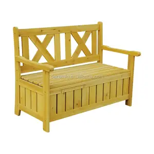 Banc de jardin d'extérieur en bois, 1 pièce, avec appui-dos, boîte de rangement, causeuse, meubles, toutes saisons