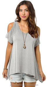 Cộng Với Kích Thước XXL Mùa Hè Sexy Ngắn Tay Áo Tắt Vai Áo Cánh TEE <span class=keywords><strong>Tops</strong></span> Phụ Nữ Phụ Nữ Giản Dị HEM Không Thường Xuyên Áo Sơ Mi Áo Sơ Mi - Product Image 4