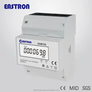 SDM72D 3 Giai Đoạn 4 dây kWh Din Rail electric Đồng Hồ với xung kết quả đầu ra, 4 mô-đun rộng, MID