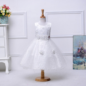 Champagne flower of the baby sleeveless dress rustic petal puffy christening gown princess costume - Product Image 1