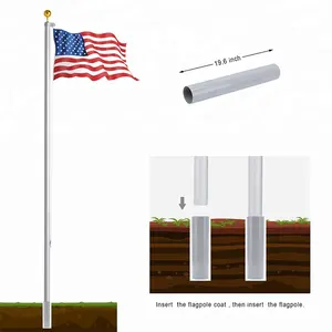 25ft Aluminum Flag Pole Outdoor Garden Flagpole Anodized Aluminum Flagpole With Gold Topper Ball