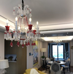 Lustre en cristal <span class=keywords><strong>rouge</strong></span>, 8 lumières, vente directe d'usine, luminaire décoratif d'intérieur, idéal pour un salon, une Villa ou un salon, Deoc K9 - Product Image 1