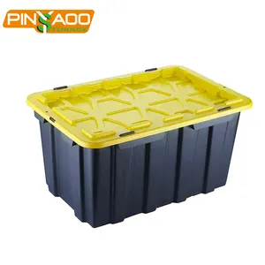 Caja de almacenamiento impermeable de plástico resistente para uso doméstico y garaje, 16 galones, nuevo tipo