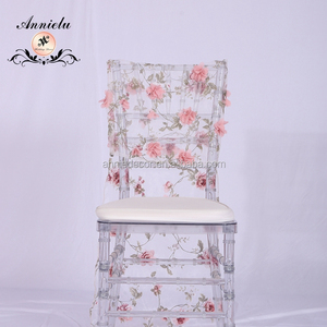 Funda de Silla de Organza con Bordado de Flores 3D para Bodas, Banquetes, Fiestas y Eventos - Product Image 3