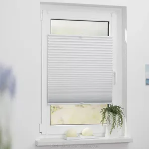 Cordless Pleated Window Curtain for European Style Top Down Fabric Top Aluminum Rail Skylight