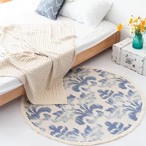 Nordic Modern Designer Gedruckt 120x120cm Wohnkultur Prächtige Wohnzimmer matte Baumwoll faden Weben Runde Teppiche und Teppiche
