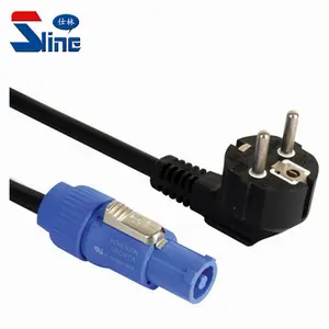 Euro Angled Schuko power cord plug to Powercon cable leads NAC3FCA connector used in EU European Europe market