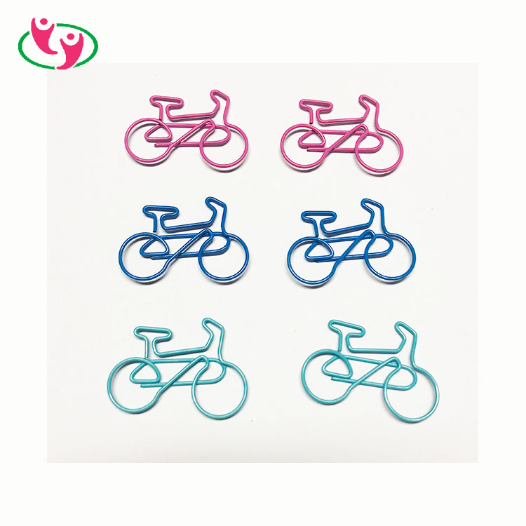 Индивидуальный цветной маленький велосипедный металлический зажим для бумаги для рекламы
