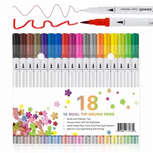 Penna a doppio pennello <span class=keywords><strong>per</strong></span> <span class=keywords><strong>acquerello</strong></span> con punta Fineline 0.4 e pennarelli a doppia punta a pennello 100 colori - Product Image 1
