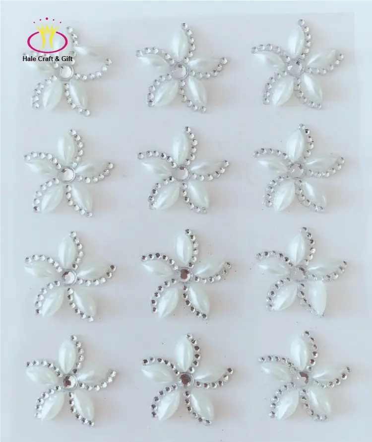 Fine Decoration Art Pearl 3D Flower Rhinestone Diamond Stickers