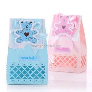 粉红色和蓝色可爱的婴儿派对装饰盒洗礼 Bombonieres 喜欢婴儿淋浴主张客人礼品盒