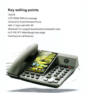 4G LTE FDD/TDD/WCDMA/GPRS/GSM, <span class=keywords><strong>téléphone</strong></span> sans fil <span class=keywords><strong>fixe</strong></span> de bureau vidéo Android, prise en charge Wifi ,BT ,USB, batterie 4000mAh - Product Image 4