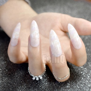 <span class=keywords><strong>Uñas</strong></span> de Gel Plástico, <span class=keywords><strong>Uñas</strong></span> Postizas Superlargas con Diseño de Nubes <span class=keywords><strong>Blancas</strong></span>, Puntas Puntiagudas, Color Claro, Cobertura Completa, 24 Piezas con Pegamento y Adhesivo - Product Image 2