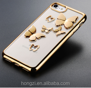 Per il <span class=keywords><strong>iPhone</strong></span> 7 Per il Caso di <span class=keywords><strong>iPhone</strong></span> <span class=keywords><strong>6s</strong></span> <span class=keywords><strong>Plus</strong></span> Chiaro Placcatura Hollow Farfalla Casse Del Telefono Molle di TPU Trasparente Della Copertura Posteriore capa - Product Image 1