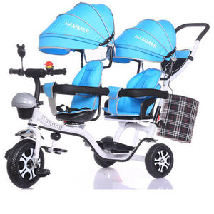 Tricycle deux roues pour enfants de 2 ans, siège doubles, pour jumelles, siège <span class=keywords><strong>b</strong></span>é<span class=keywords><strong>b</strong></span>é, avec deux places/poussette - Product Image 4
