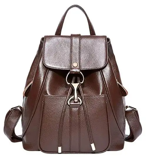 Real Leather Backpacks Purse for Women Ladies Fashion Travel Shoulder Bag (Coffee Brown)