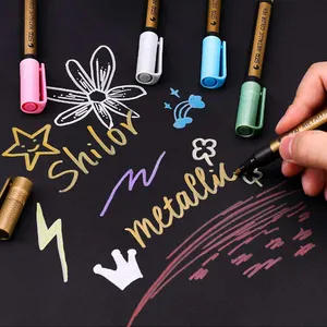 Fine Metallic Marker Paint Pens SET Colored Gel Pens Paint Markers For Painting Rocks Glass Black Paper Photo Album Making