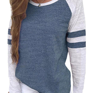 Mujeres de manga larga cuello redondo <span class=keywords><strong>rayas</strong></span> Tops <span class=keywords><strong>camiseta</strong></span> - Product Image 6