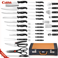 Couteau de chef QANA Factory Wholesale OEM, couteau Damas avec étui en aluminium, ensemble de 25 couteaux en acier inoxydable